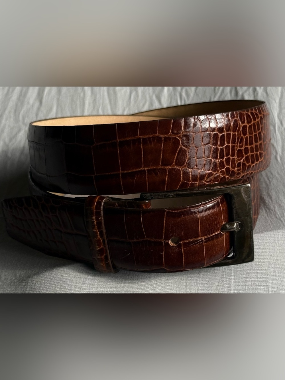 CW Italian Alligator Calfskin Leather Medium 20022 Brown Belt